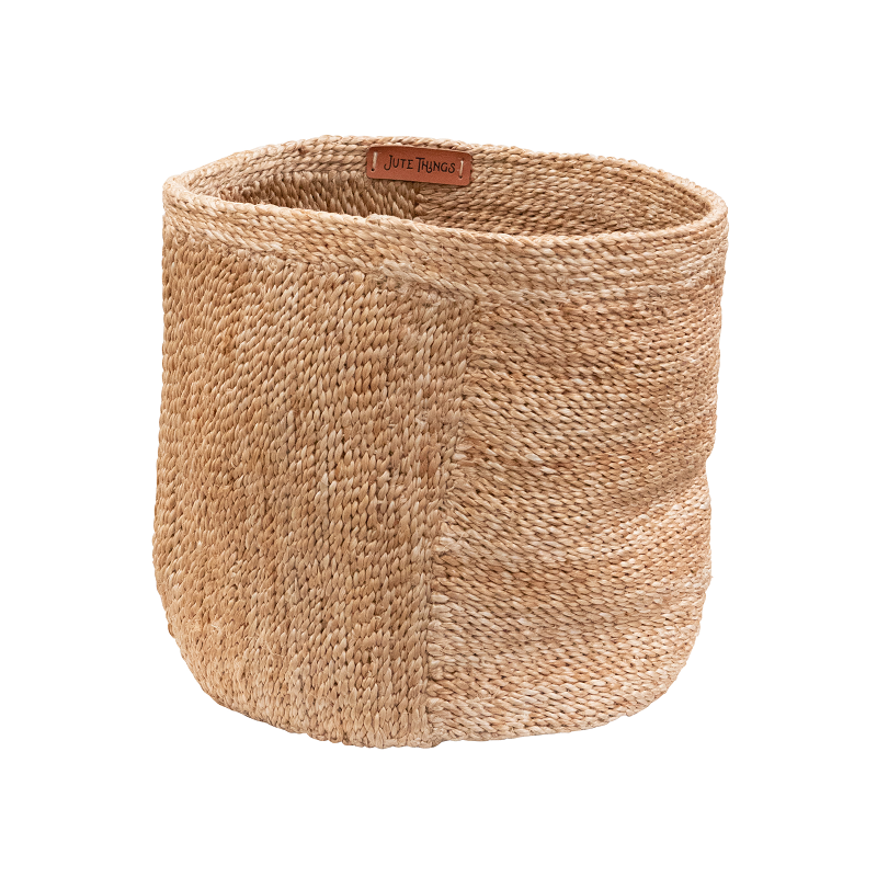 Mathana – Jute Large Round Basket With Lid – Natural