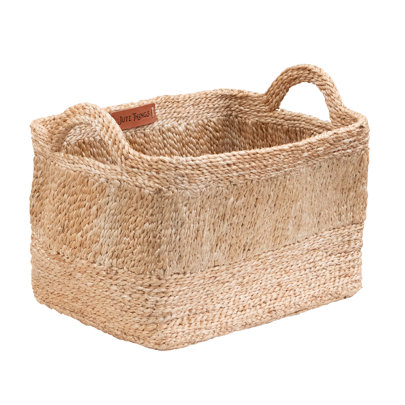 Ayata – Jute Rectangular Basket With Handle – Natural