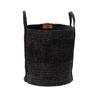 Vartula – Jute Small Round Laundry Basket – Black
