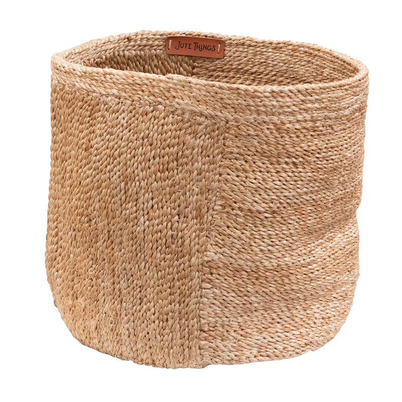 Mathana – Jute Round Baskets With Lid Duo – Set Of 2 – Natural