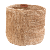 Mathana – Jute Round Baskets With Lid Duo – Set Of 2 – Natural