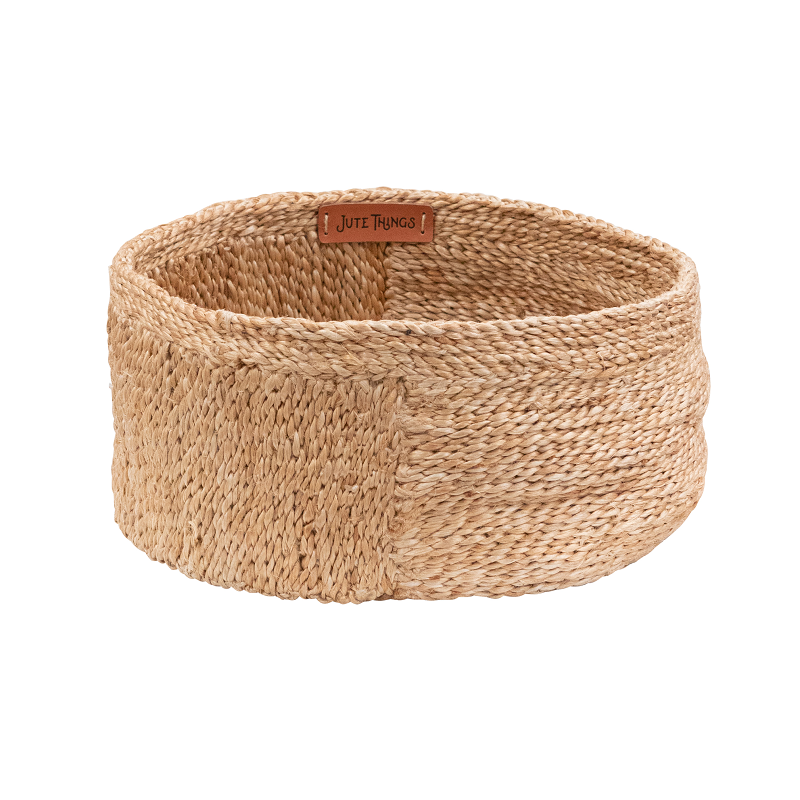 Mathana – Jute Small Round Basket With Lid – Natural