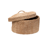 Mathana – Jute Round Baskets With Lid Duo – Set Of 2 – Natural