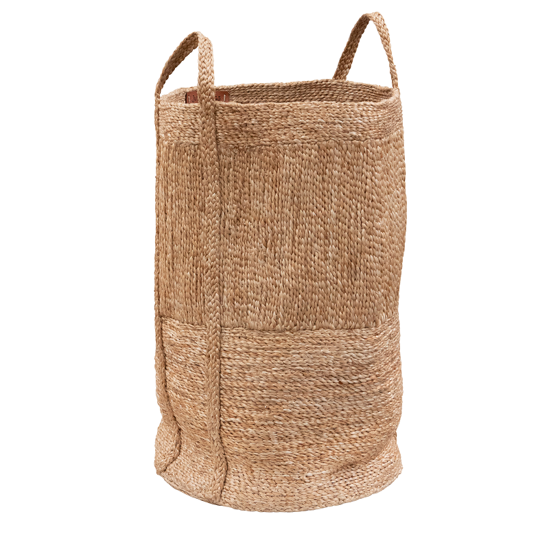 Vartula – Jute Large Round Laundry Basket – Natural