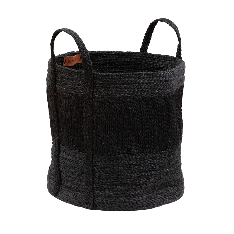 Vartula – Jute Small Round Laundry Basket – Black