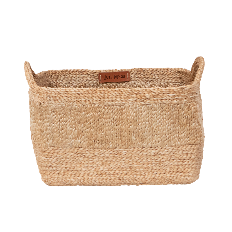 Ayata – Jute Rectangular Basket With Handle – Natural