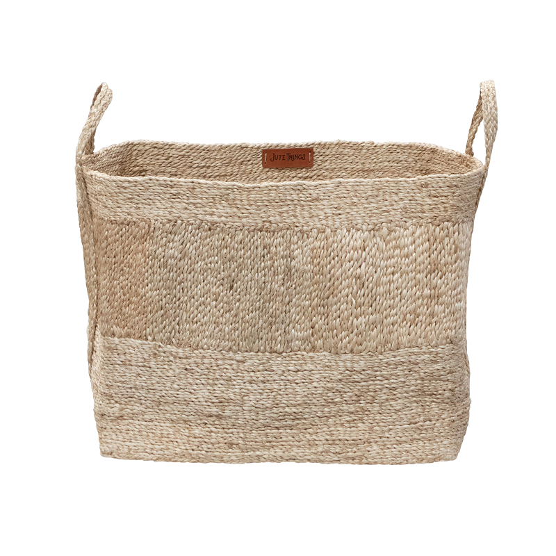 Samkon – Jute Large Rectangular Basket – Natural