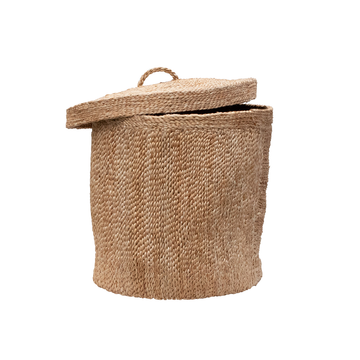 Mathana – Jute Large Round Basket With Lid – Natural