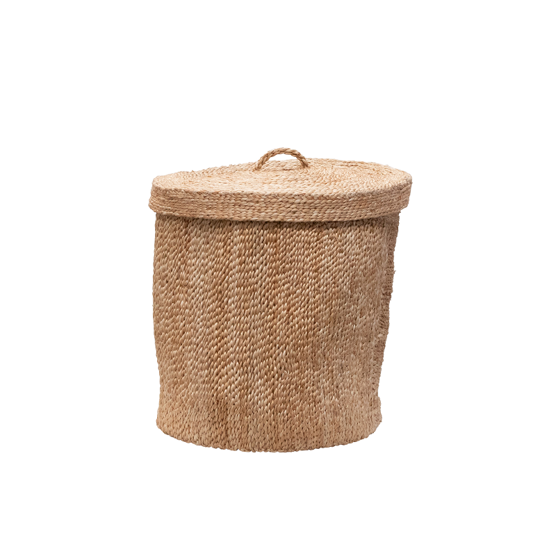 Mathana – Jute Large Round Basket With Lid – Natural
