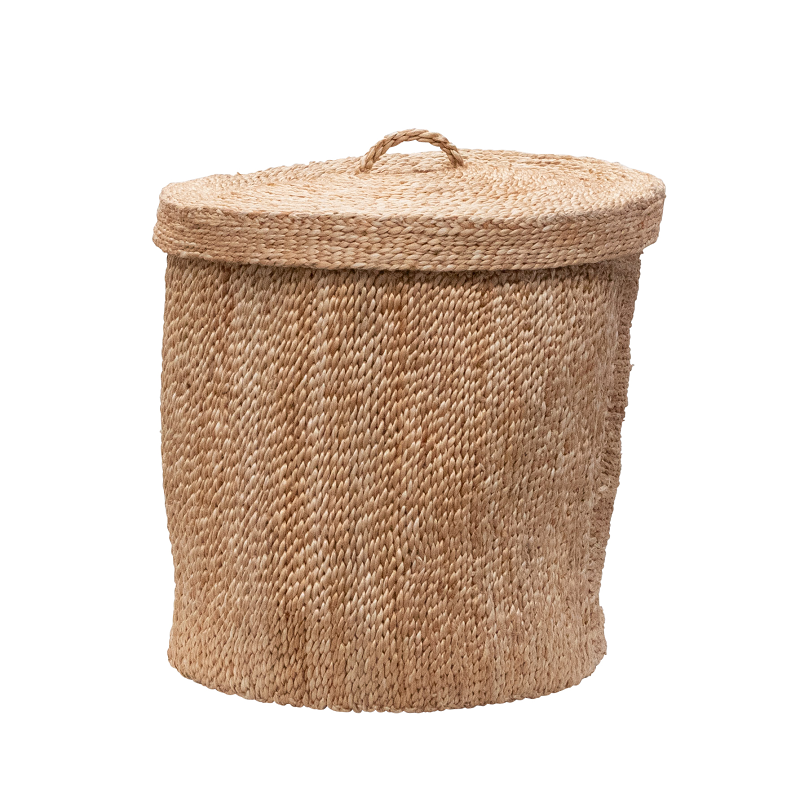 Mathana – Jute Round Baskets With Lid Duo – Set Of 2 – Natural